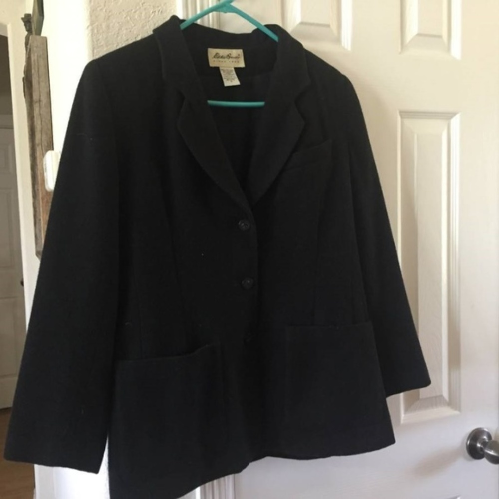 VTG Eddie Bauer Women's Wool/angora black Blazer PS